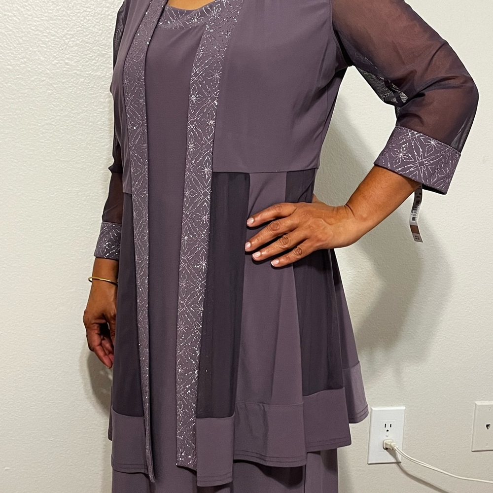 new elegant dress, purple, two pieces.